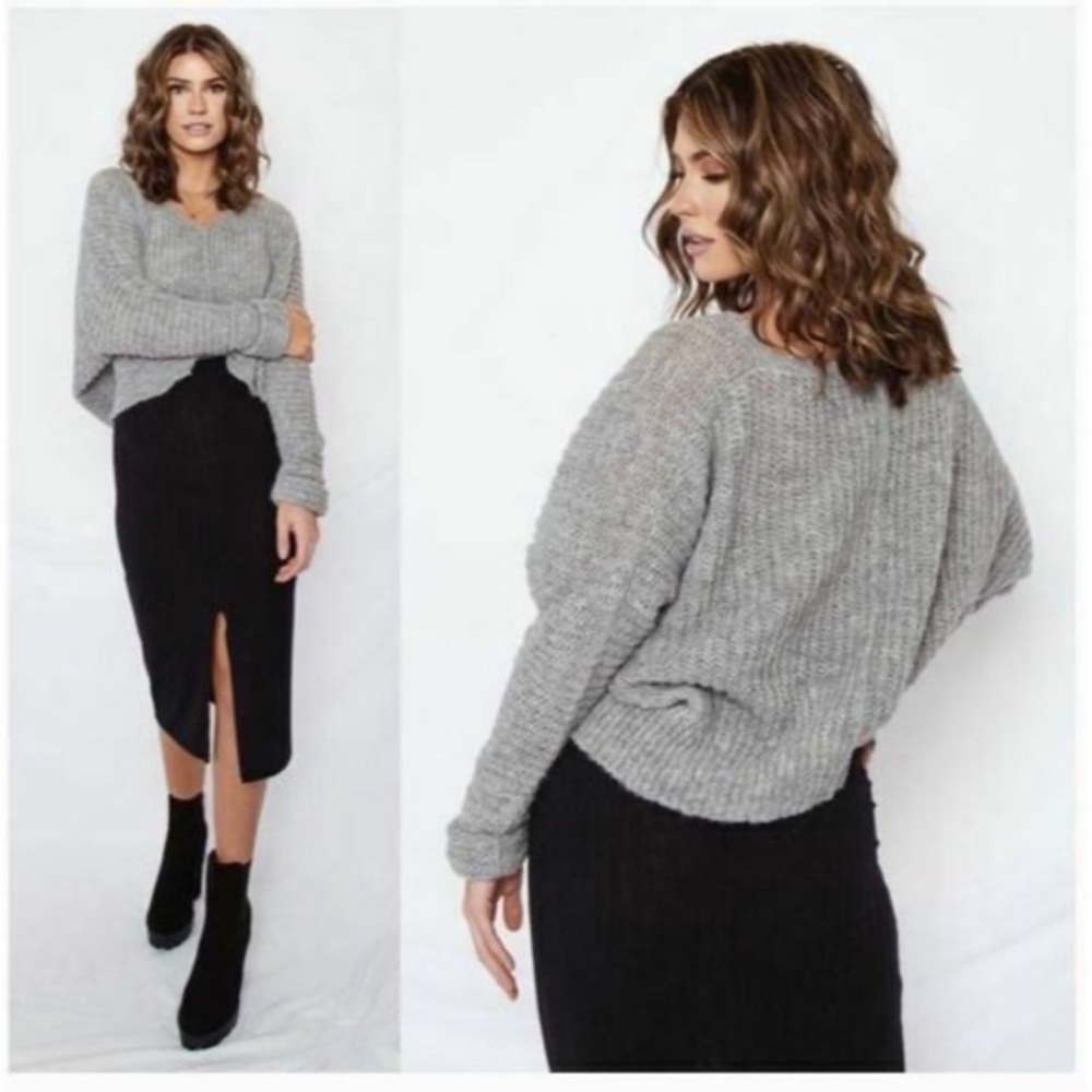 Free People, Moonbeam V-Neck Sweater, Gray,  Size S - Picture 7 of 8